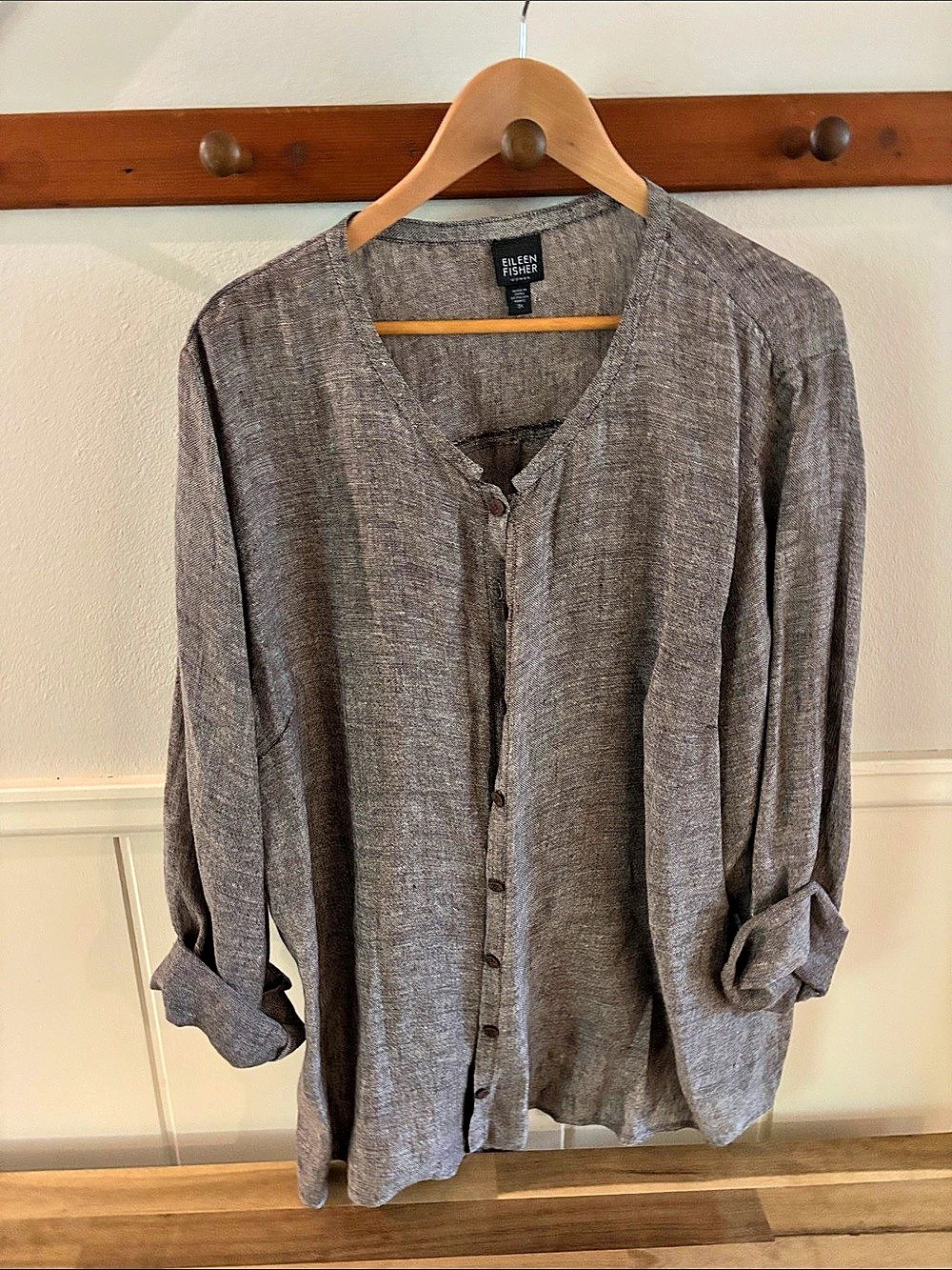 Eileen Fisher Linen Button Front Shirt 3X Like New